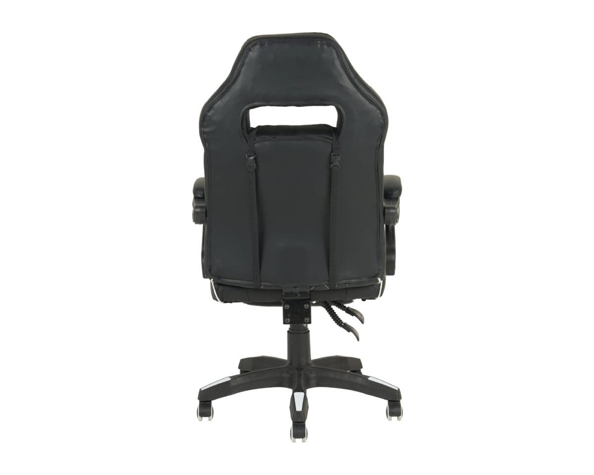 ⁦כיסא גיימינג כולל כרית עיסוי חשמלית והדום נפתח לרגליים Tesla דגם 7006 צבע שחור שילוב לבן⁩ – תמונה ⁦3⁩