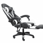 כיסא גיימינג כולל כרית עיסוי חשמלית והדום נפתח לרגליים Tesla דגם 7001 בצבע לבן