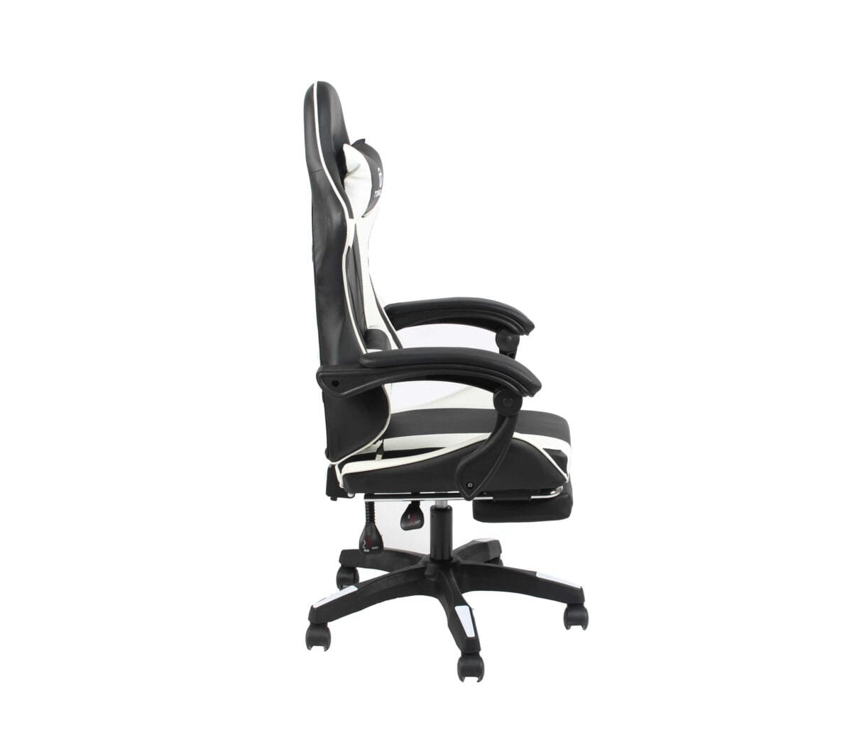 ⁦כיסא גיימינג כולל כרית עיסוי והדום נפתח לרגליים Tesla דגם 7008 בצבע לבן⁩ – תמונה ⁦7⁩