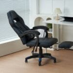 כיסא גיימינג כולל כרית עיסוי חשמלית והדום נפתח לרגליים Tesla דגם 7006 צבע שחור שילוב כחול