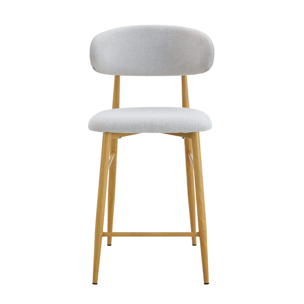 ⁦כיסא בר מרופד בצבע חול בשילוב רגליים דמוי עץ אלון דגם 6108⁩ – תמונה ⁦2⁩