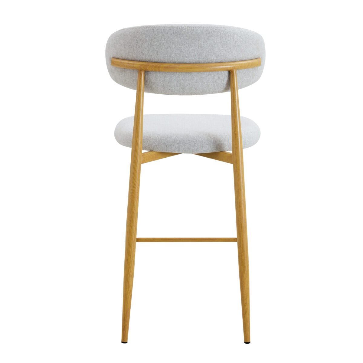 ⁦כיסא בר מרופד בצבע חול בשילוב רגליים דמוי עץ אלון דגם 6108⁩ – תמונה ⁦3⁩