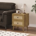 שידת לילה מעוצבת לצד המיטה בגימור ראטן דגם 3075