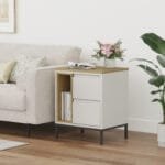 שידת לילה יוקרתית לצד המיטה בצבע סהרה שילוב אלון דגם 3077