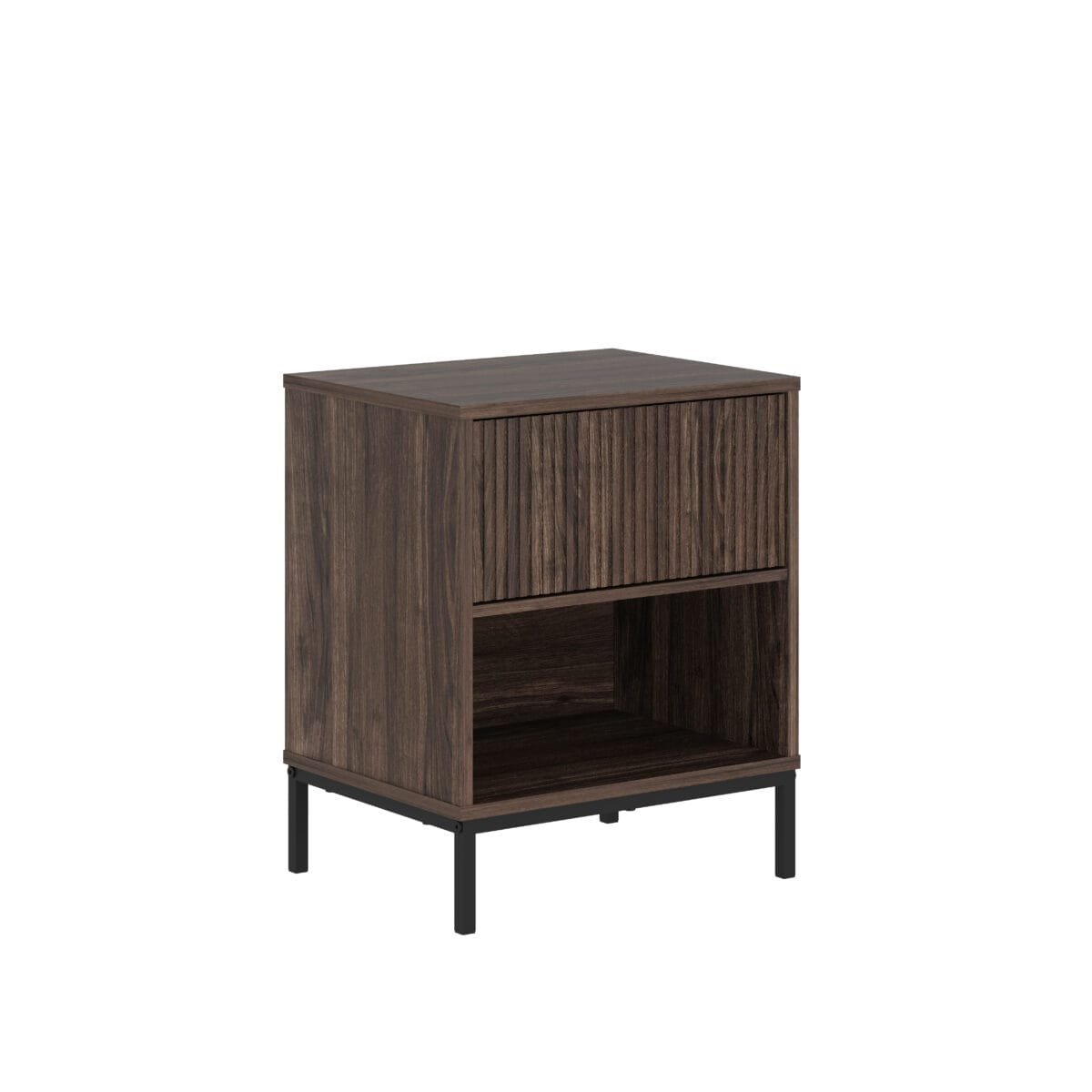 ⁦שידת לילה מעוצבת לצד המיטה בצבע אגוז דגם 3073⁩ – תמונה ⁦2⁩