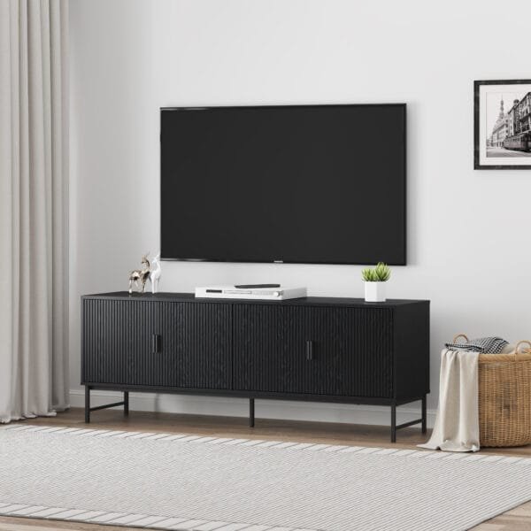 מזנון טלוויזיה יוקרתי לסלון דגם 4055 באורך 160 ס"מ צבע שחור