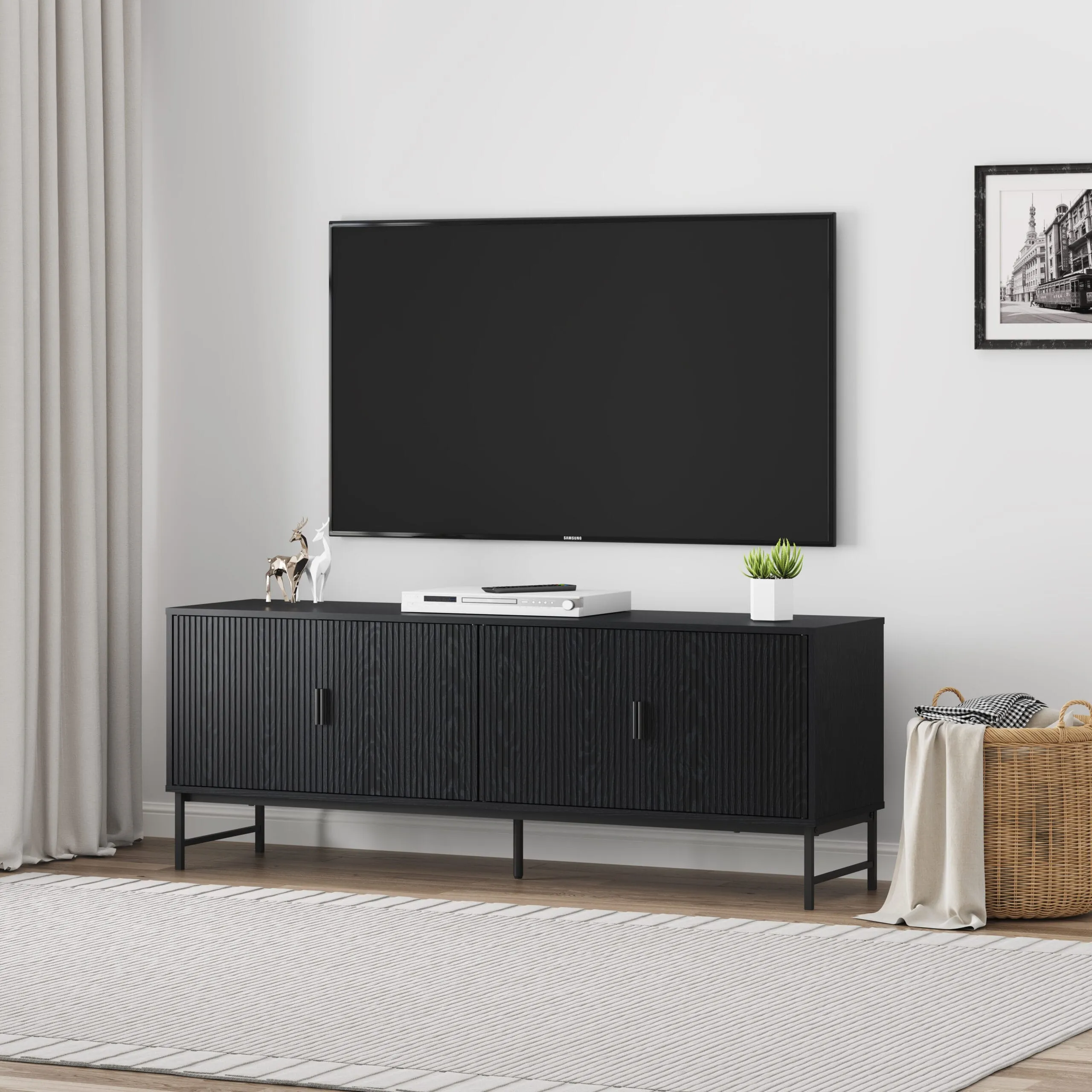 37 מזנון טלוויזיה יוקרתי לסלון דגם 4055 באורך 160 ס"מ צבע שחור – תמונה 1