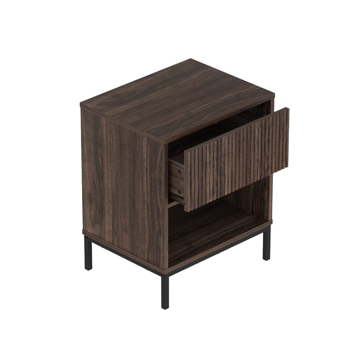 ⁦שידת לילה מעוצבת לצד המיטה בצבע אגוז דגם 3073⁩ – תמונה ⁦5⁩