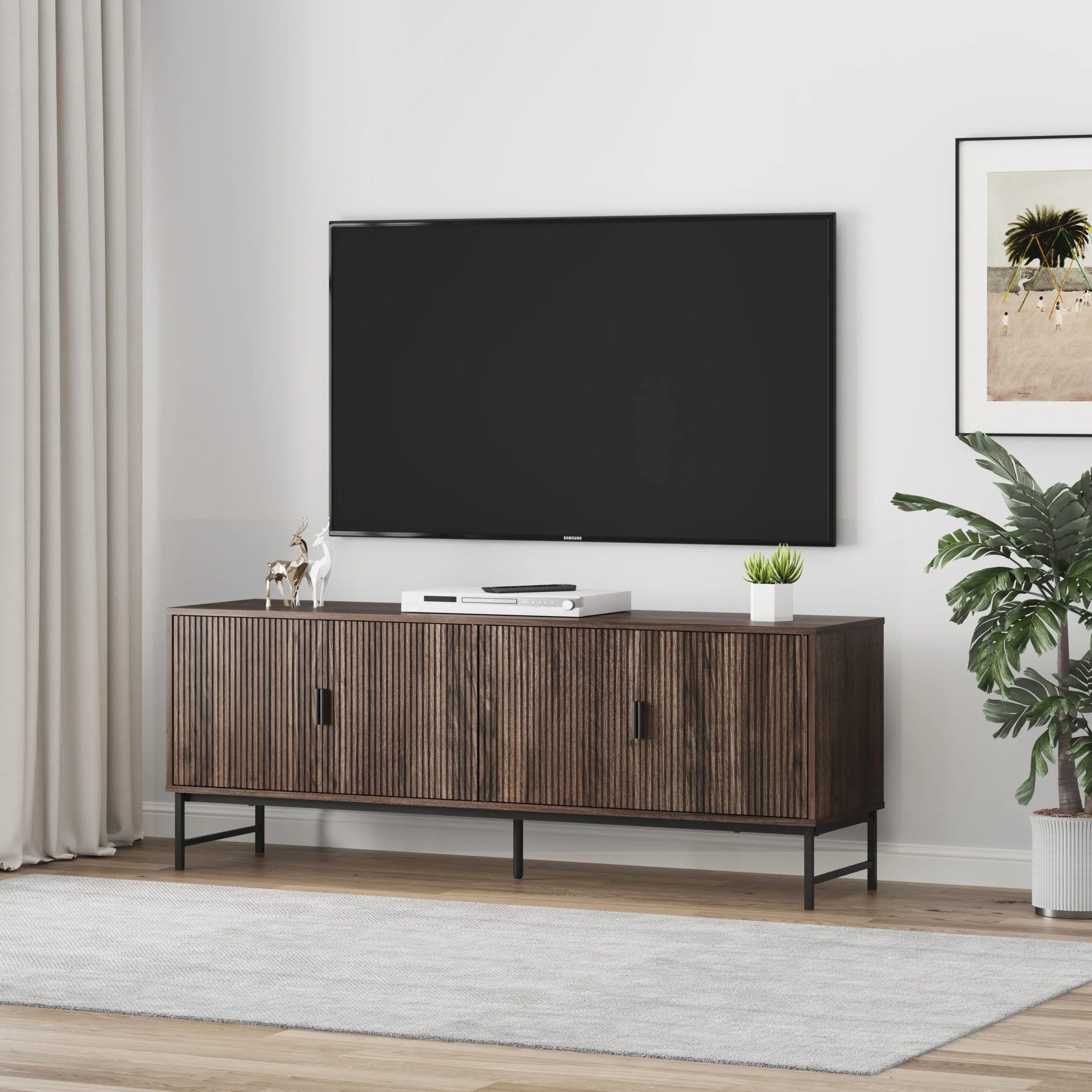 39 מזנון טלוויזיה יוקרתי לסלון דגם 4055 באורך 160 ס"מ צבע אגוז – תמונה 1