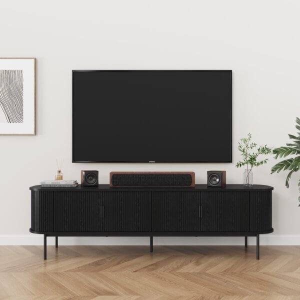 מזנון טלוויזיה יוקרתי בצבע שחור דגם 4080 מבית Step Up – עוצמה עיצובית במראה מינימליסטי