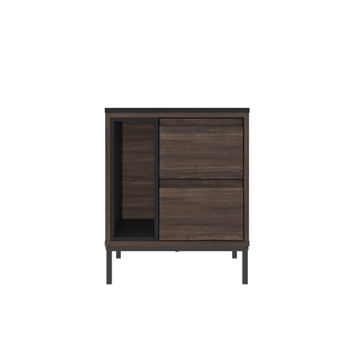 ⁦שידת לילה יוקרתית לצד המיטה בצבע אגוז בשילוב שחור דגם 3077⁩ – תמונה ⁦4⁩