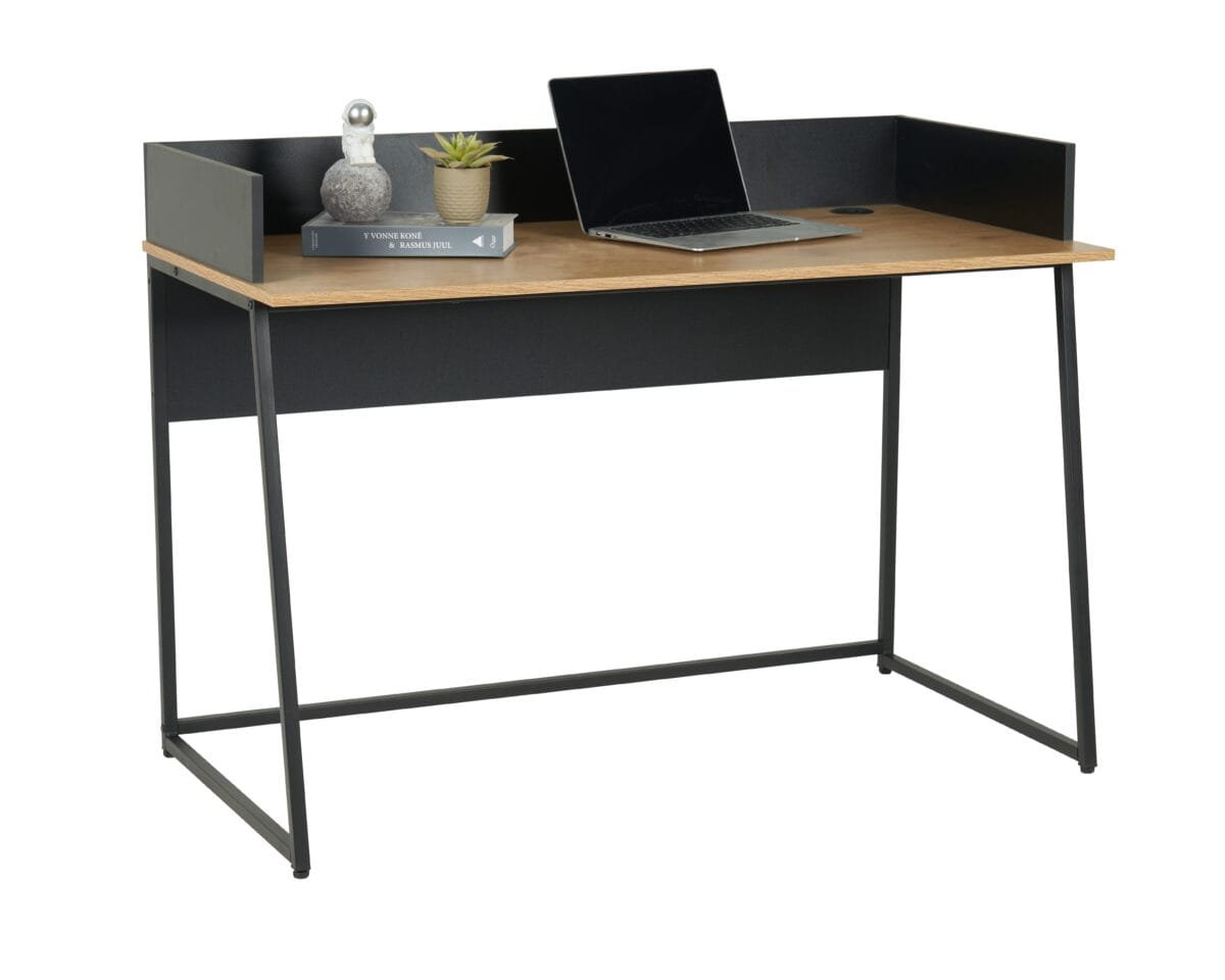 ⁦שולחן כתיבה מעוצב דגם 1206 בצבע עץ עם רגליים בצבע שחור⁩ – תמונה ⁦4⁩