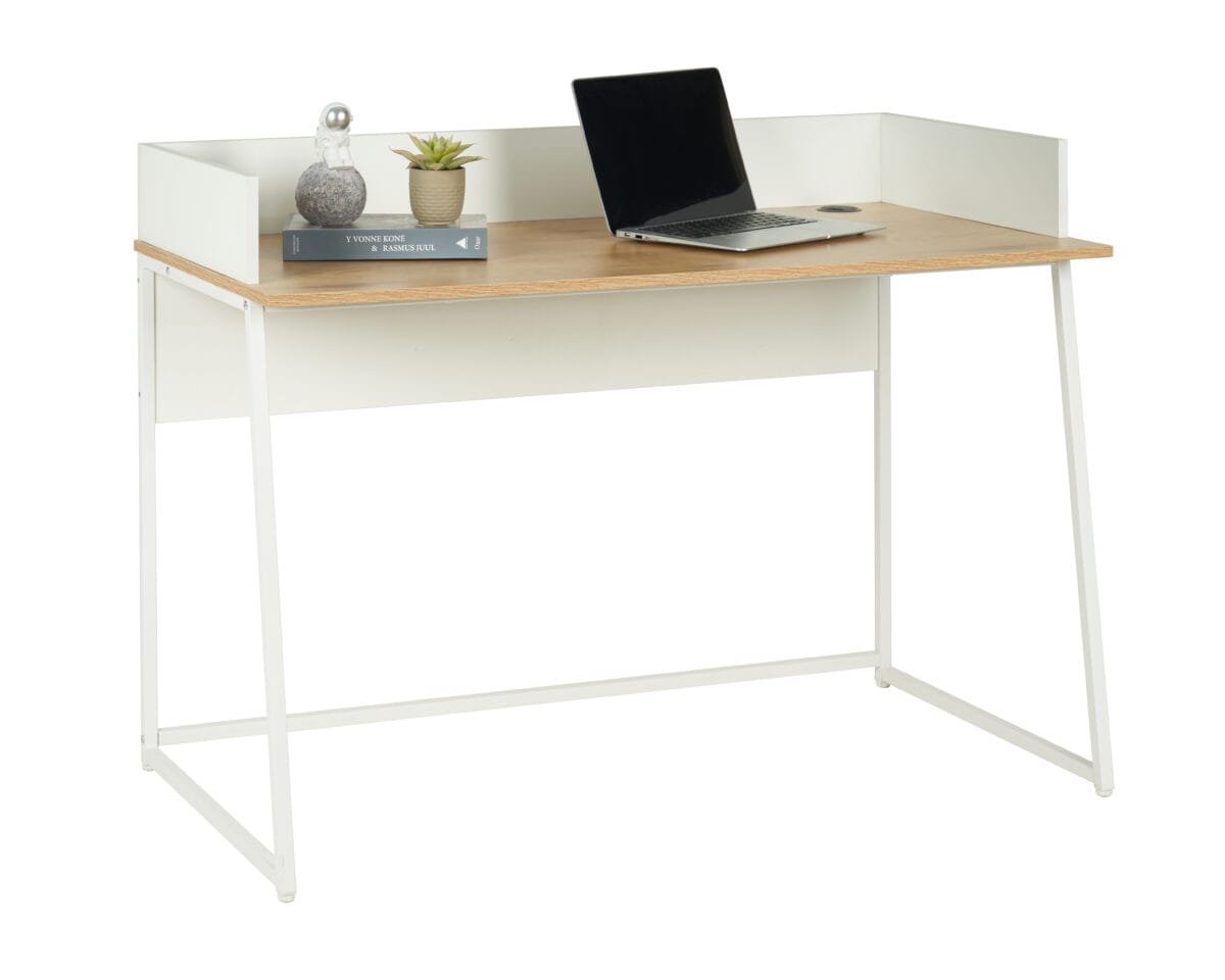 ⁦שולחן כתיבה מעוצב דגם 1206 בצבע עץ עם רגליים בצבע לבן⁩ – תמונה ⁦4⁩