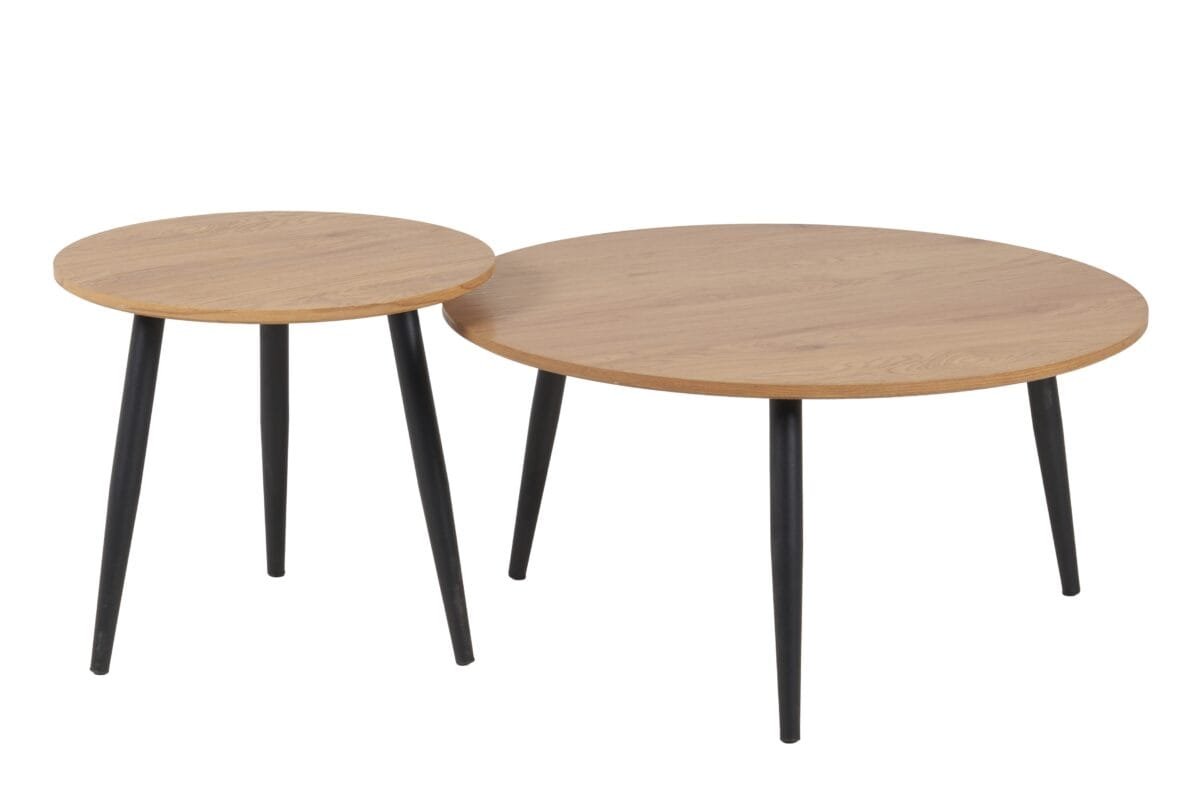 ⁦זוג שולחנות סלון עגולים בצבע אלון דגם 5007⁩ – תמונה ⁦5⁩