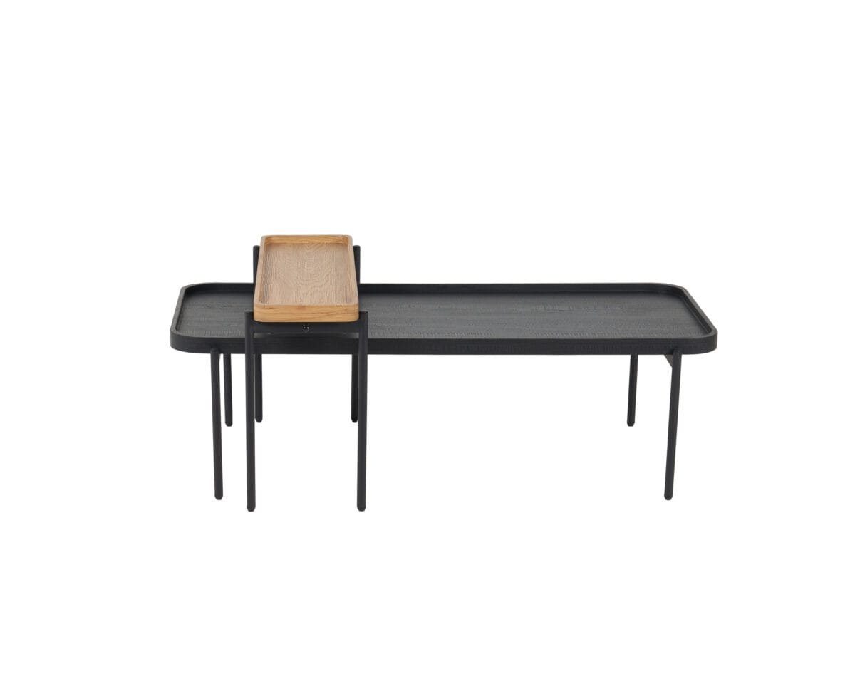 ⁦זוג שולחנות קפה יוקרתיים לסלון בצבע שחור ואלון דגם 5010⁩ – תמונה ⁦3⁩