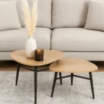 זוג שולחנות קפה לסלון בצבע עץ אלון דגם 5008