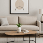 שולחן קפה אובלי לסלון בצבע עץ אלון דגם 5009