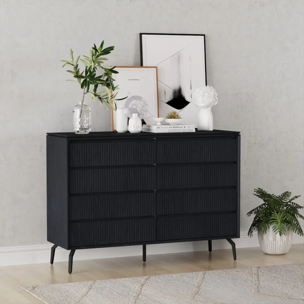 13 שידת אחסון 8 מגירות דגם 5052 בצבע שחור – תמונה 1