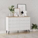 שידת אחסון 8 מגירות דגם 5052 בצבע לבן בשילוב עץ אלון