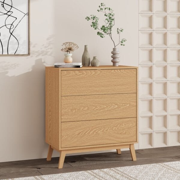 שידת אחסון 3 מגירות דגם 5044 בצבע עץ אלון