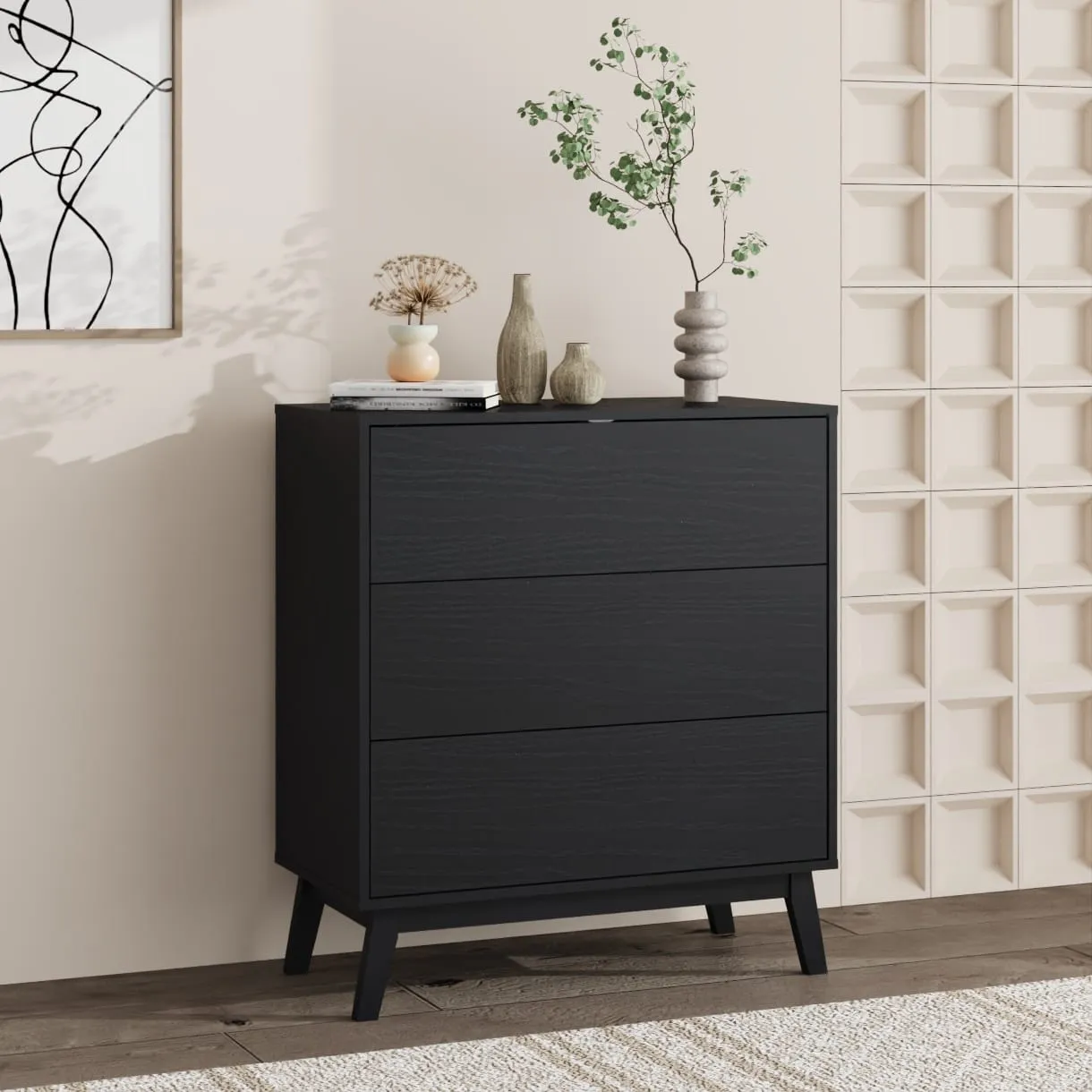 20 שידת אחסון 3 מגירות דגם 5044 בצבע עץ שחור – תמונה 1