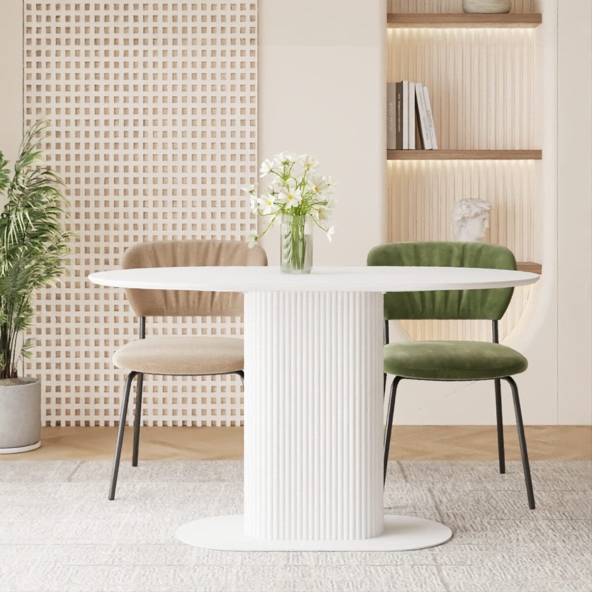 ⁦שולחן פינת אוכל אובלי דגם 811 בצבע לבן⁩ – תמונה ⁦5⁩