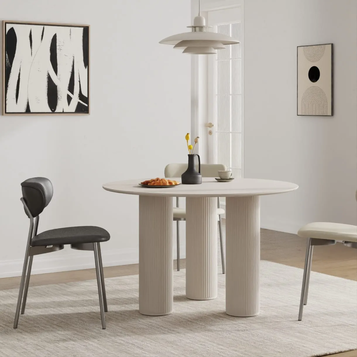 28 שולחן פינת אוכל עגול דגם 810 בצבע סהרה – תמונה 1