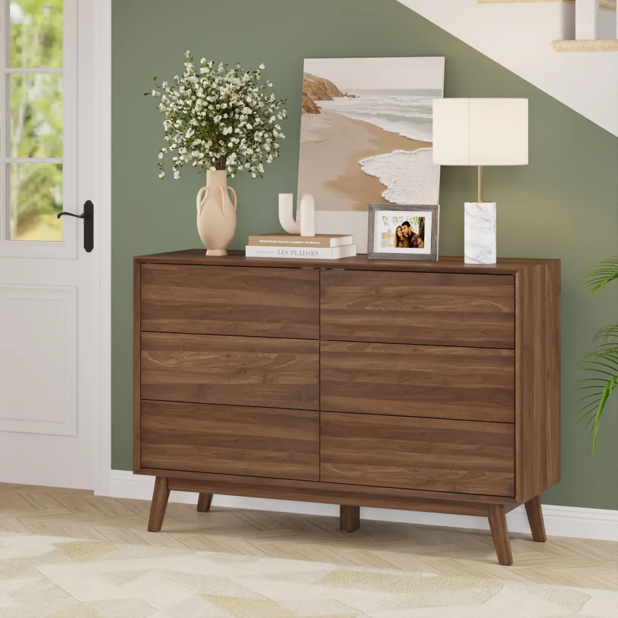 3 שידת אחסון 6 מגירות דגם 5051 בצבע אגוז – תמונה 1