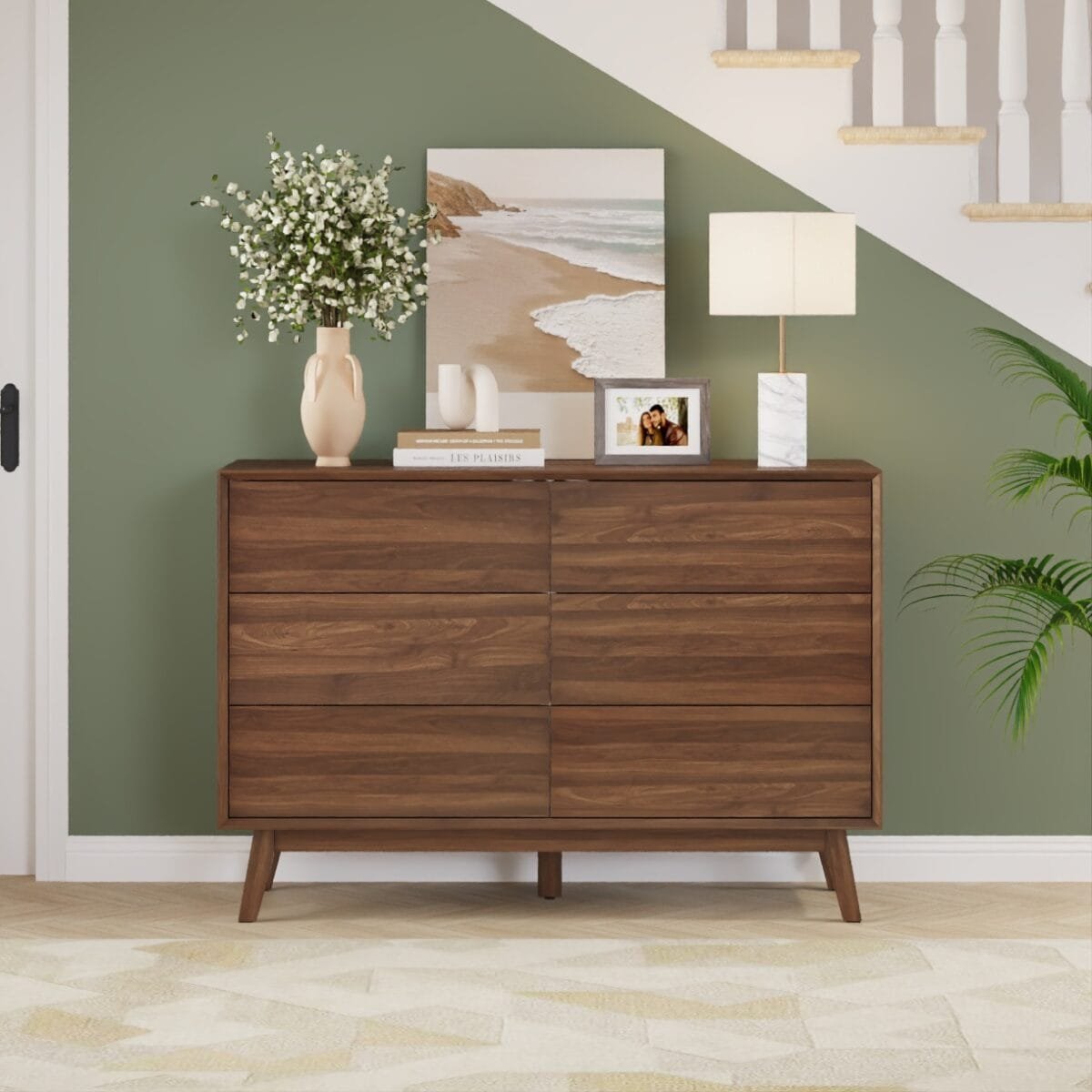 ⁦שידת אחסון 6 מגירות דגם 5051 בצבע אגוז⁩ – תמונה ⁦4⁩