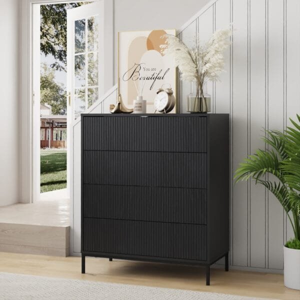 שידת אחסון 4 מגירות דגם 5049 בצבע שחור