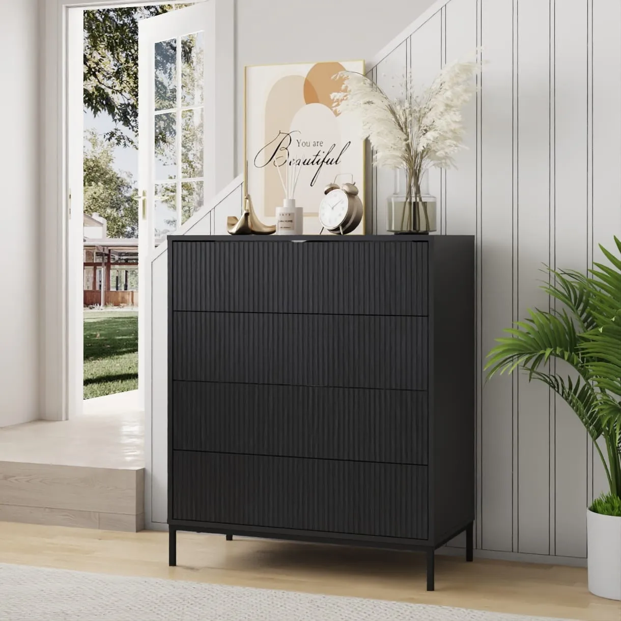 48 שידת אחסון 4 מגירות דגם 5049 בצבע שחור – תמונה 1