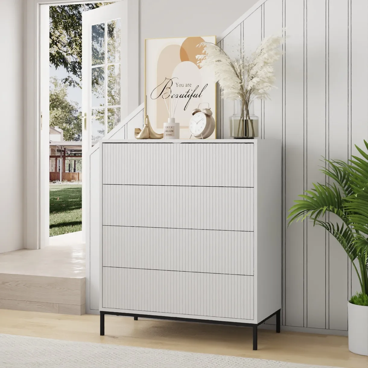 50 שידת אחסון 4 מגירות דגם 5049 בצבע לבן – תמונה 1