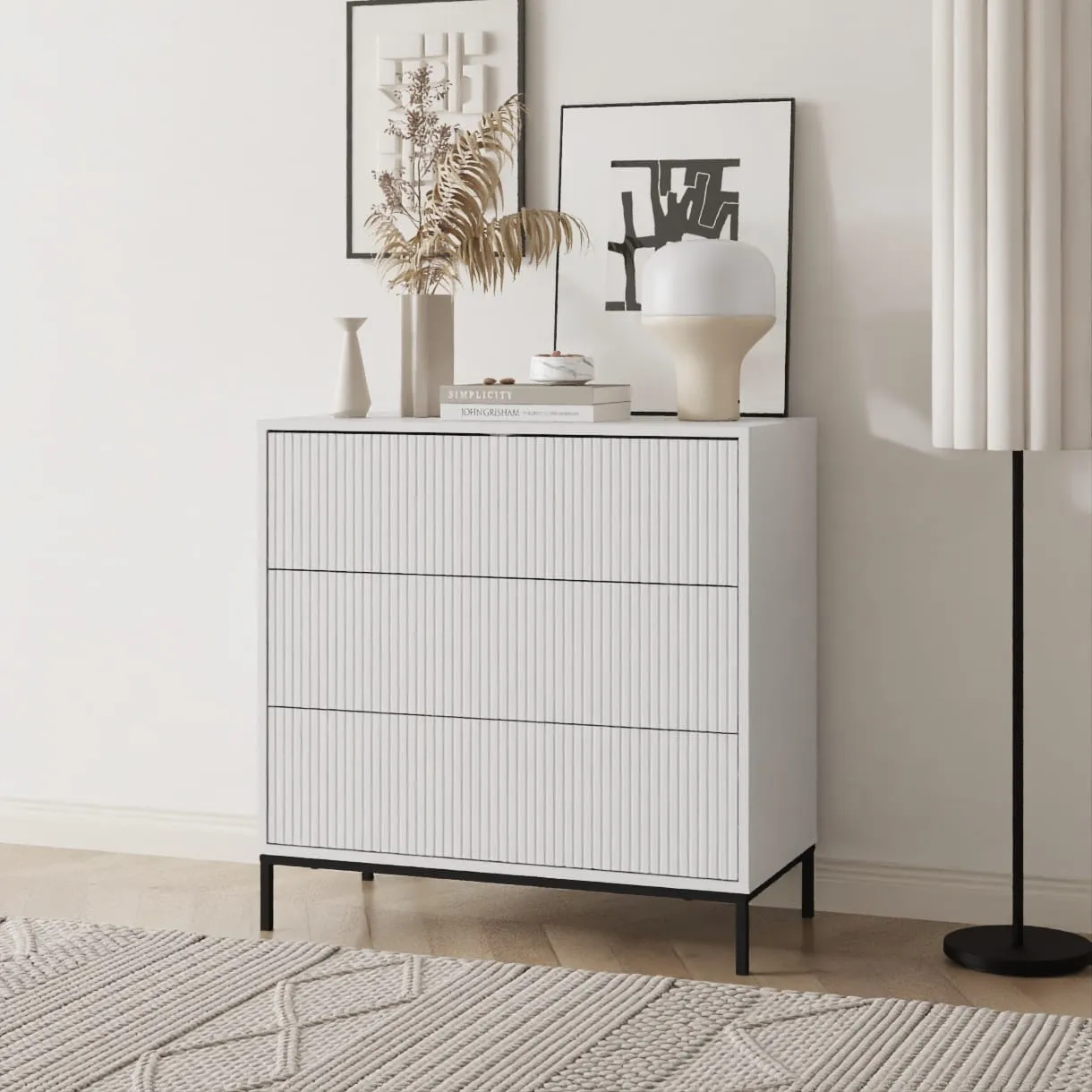 56 שידת אחסון 3 מגירות דגם 5050 בצבע לבן – תמונה 1