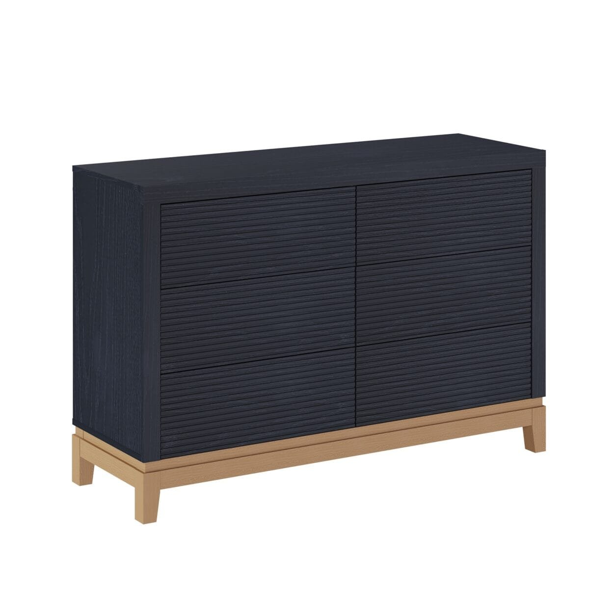 ⁦שידת אחסון 6 מגירות דגם 5047 בצבע שחור שילוב רגלים בצבץ עץ אלון⁩ – תמונה ⁦5⁩