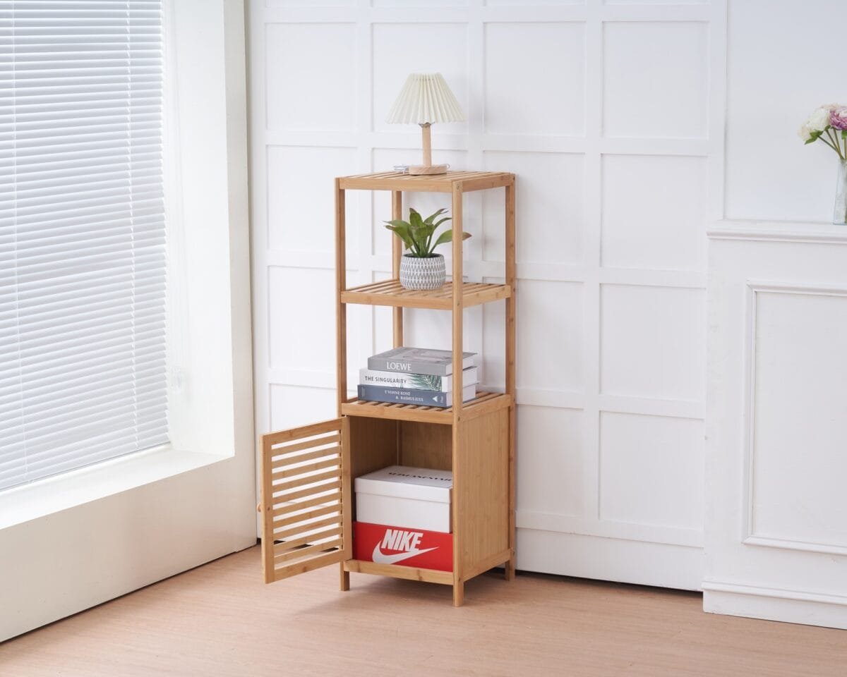 ⁦ארון במבוק עם מגירה ו-3 מדפים מתאים לחדר אמבטיה דגם 902⁩ – תמונה ⁦3⁩