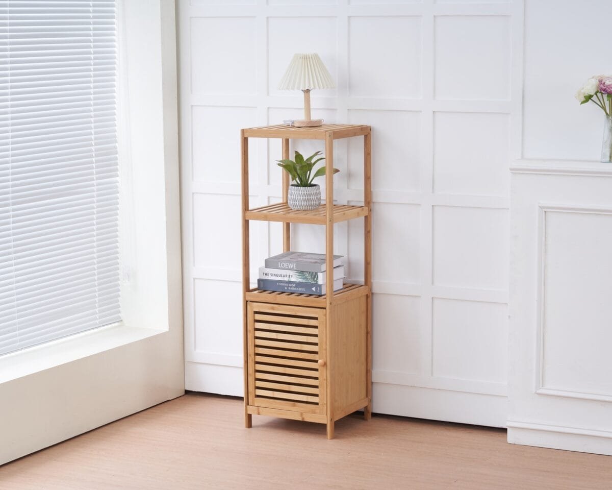 ⁦ארון במבוק עם מגירה ו-3 מדפים מתאים לחדר אמבטיה דגם 902⁩ – תמונה ⁦2⁩