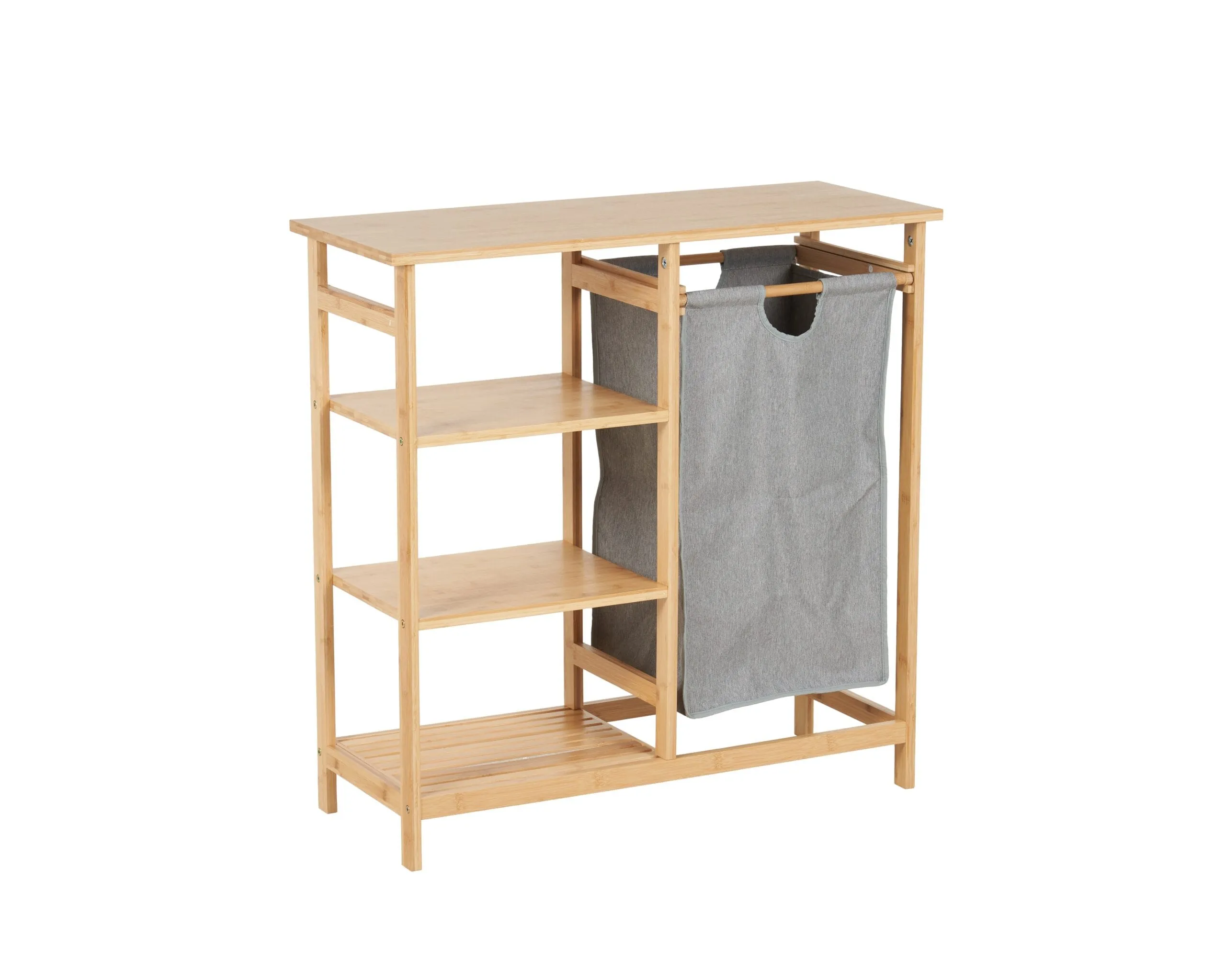 907 (3) כוננית במבוק 3 מדפים עם סל כביסה לחדר רחצה דגם 907 – תמונה 1