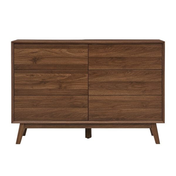 שידת אחסון 6 מגירות דגם 5051 בצבע אגוז מבית Step Up – קומודה אלגנטית בעיצוב מודרני וכפרי, עם מנגנון Push to Open, מגירות מרווחות ועמידות גבוהה לבית ולמשרד.