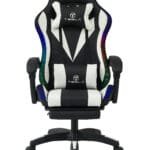 כיסא גיימינג כולל תאורת LED כרית עיסוי והדום נפתח Tesla דגם 7031 לבן