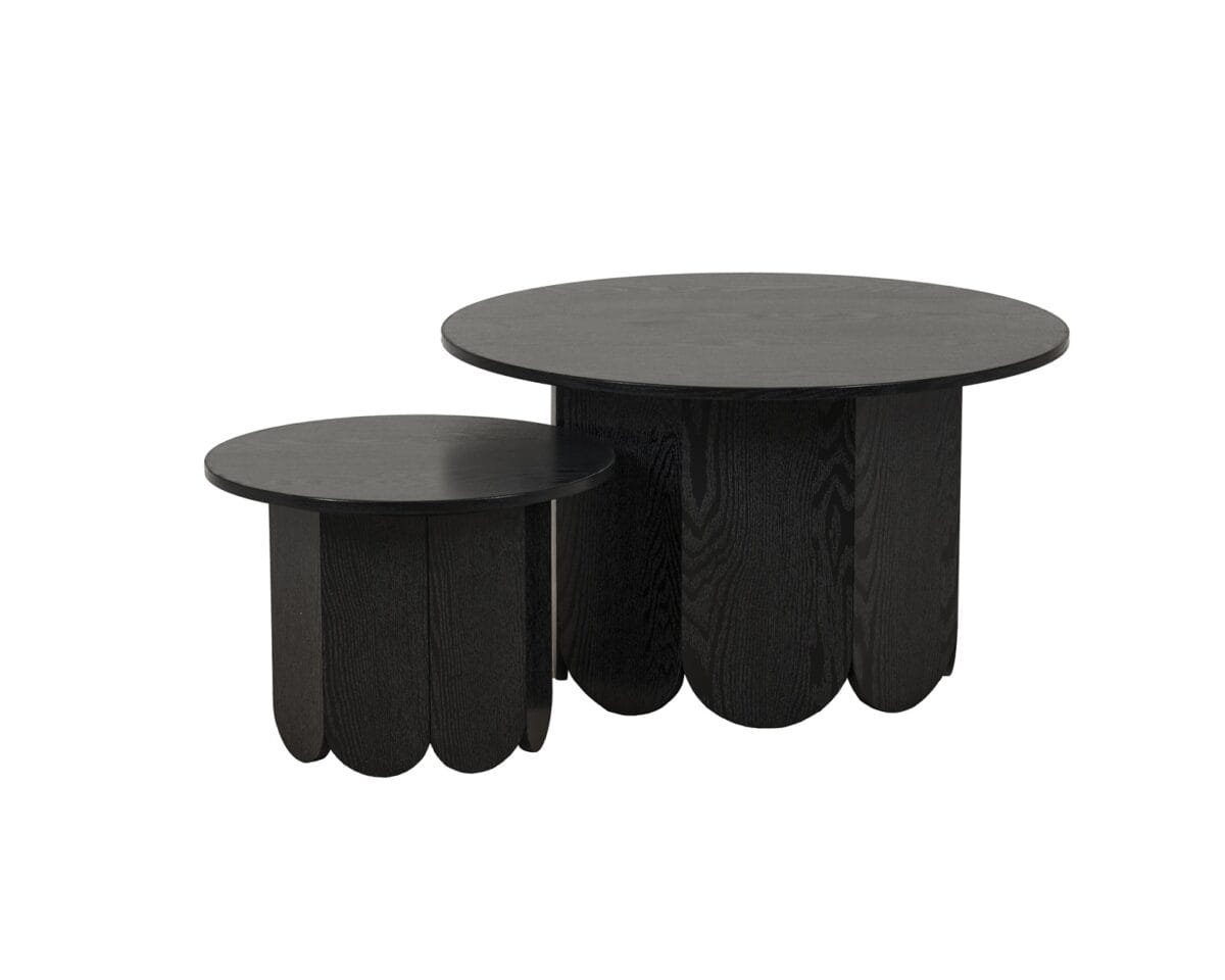 ⁦זוג שולחנות קפה עגולים דגם 5015 בצבע עץ שחור⁩ – תמונה ⁦5⁩