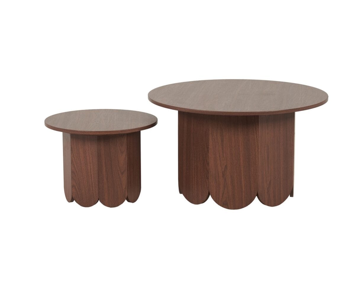 ⁦זוג שולחנות קפה עגולים דגם 5015 בצבע עץ אגוז⁩ – תמונה ⁦4⁩