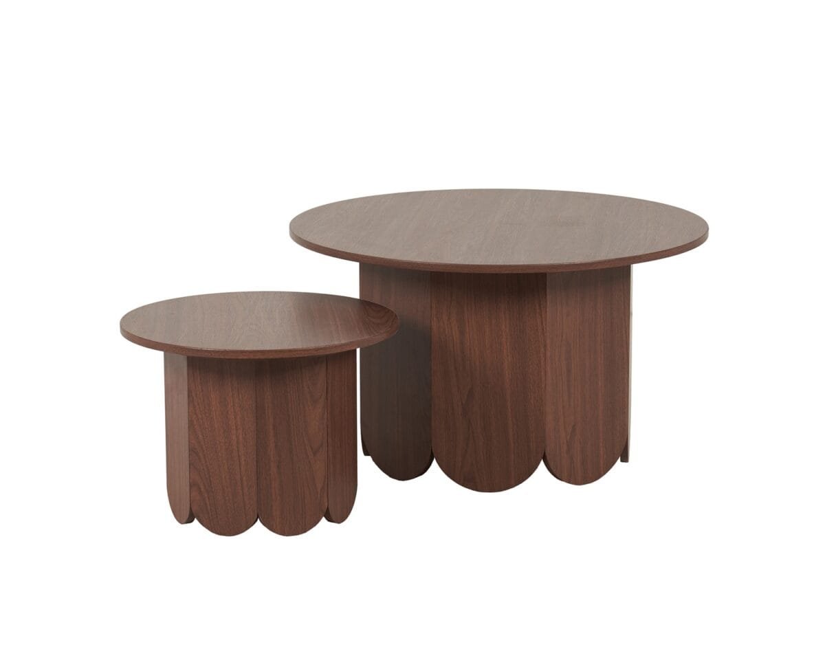 ⁦זוג שולחנות קפה עגולים דגם 5015 בצבע עץ אגוז⁩ – תמונה ⁦3⁩