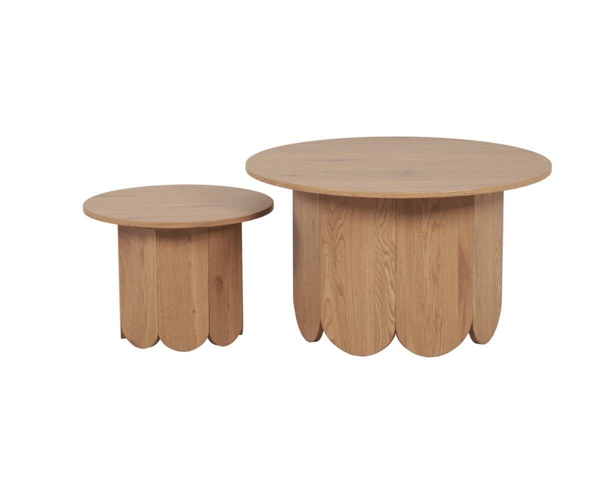 ⁦זוג שולחנות קפה עגולים דגם 5015 בצבע עץ אלון⁩ – תמונה ⁦4⁩