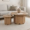 זוג שולחנות קפה עגולים דגם 5015 בצבע עץ אלון