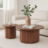 זוג שולחנות קפה עגולים דגם 5015 בצבע עץ אגוז