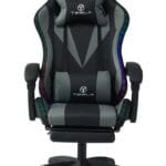 כיסא גיימינג כולל תאורת LED כרית עיסוי  והדום נפתח Tesla דגם 7031 אפור