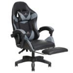 כיסא גיימינג כולל כרית עיסוי חשמלית והדום נפתח לרגליים Tesla דגם 7038 בצבע אפור