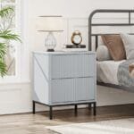 שידת לילה יוקרתית לצד המיטה בצבע אפור דגם 3074