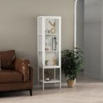 יחידת מדפים ממתכת בשילוב דלת זכוכית דגם 210 בצבע לבן