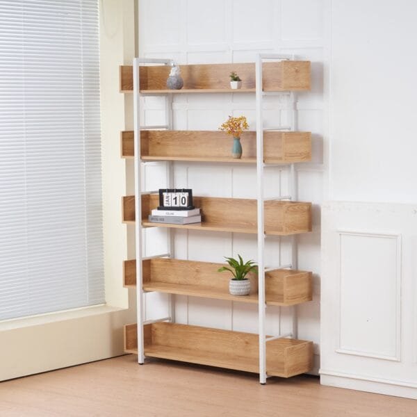 יחידת מדפים מעוצבת בצבע עץ דגם 203